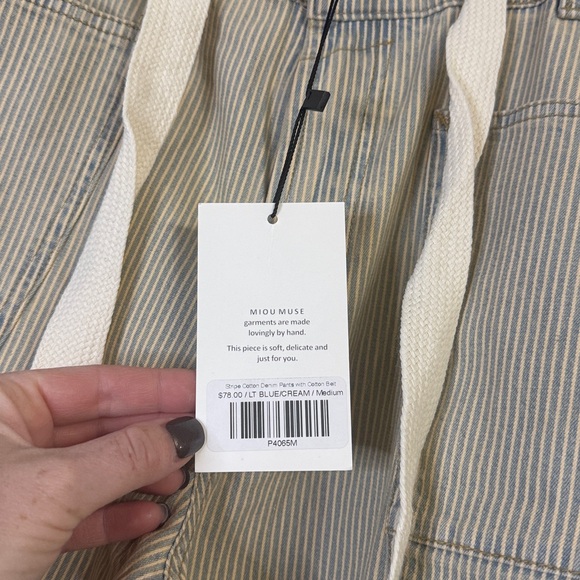 Miou Muse Striped Cotton Denim Pants Size Medium NWT - Picture 6 of 10